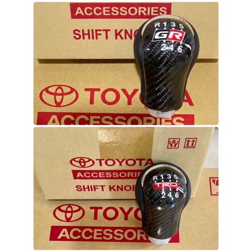 Bộ phận đầu bánh răng chính hãng Toyota MT 6 Gear Carbon Kevlar chính hãng gr/TRD chèn lông mày bằng da màu đen chrome chính hãng