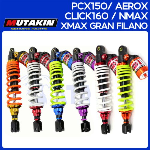 MUTAKIN bộ giảm xóc sau thông dụng (1 cái) 340mm cho pcx150 aerox155 click160 nmax Grand filano xmax đệm cao su hai màu phía sau