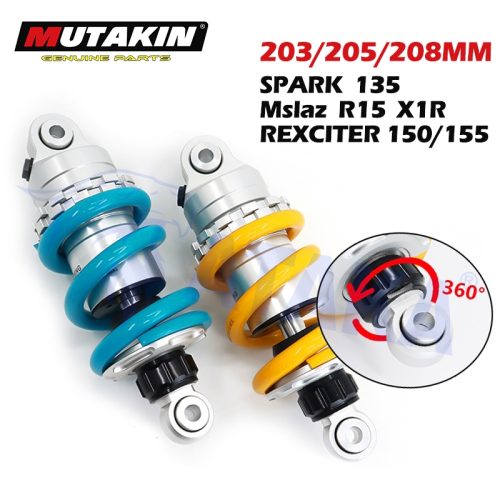 Giảm sóc sau MUTAKIN giảm xóc 203/205/208mm cho exciter150/155 mslaz R15 Spark x1r jupitermx cryptonix giảm xóc xe máy
