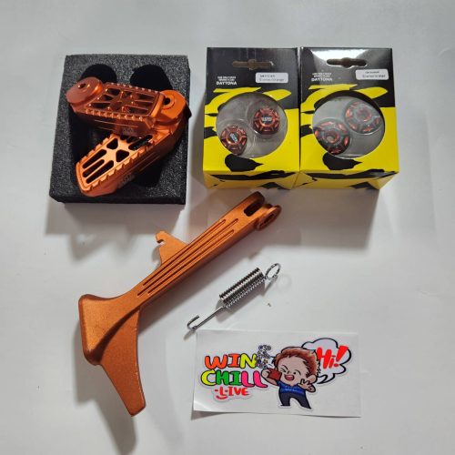 Bộ 4 món GIORNO, đế lưng ZERN8.1 màu cam + chân đứng hình côn màu cam + nắp kính + nắp đầu DAYTONA.