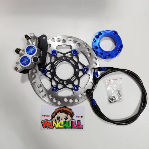 [81ZERN pump 2 ports WAVE125R Blue money + ZERN disc cutter Black money + Spacer Blue + Brake line Black cut blue water pump gear head WAVE125R / WAVE125S / WAVE125 turn signal light Plus stickers *** Genuine product ***]