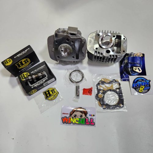 Bộ 4 món áo sơ mi, con 57 WAVE125R + nắp van + cam Heng Suphan + cổ đầu tiên, vú 8 inch màu xanh dương.