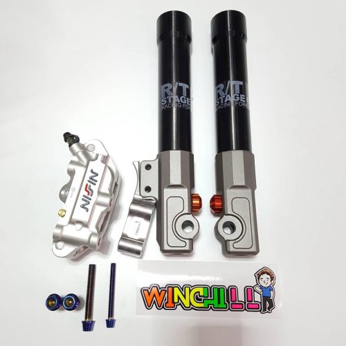 Ống giảm sốc Stage 6 + bơm hơi **màu bạc** + chân bơm + đai ốc, phù hợp cho mọi dòng xe.